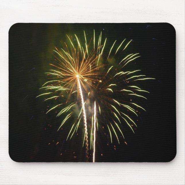 Tapis De Souris Célébration de vacances de feux d'artifice verts e (Devant)
