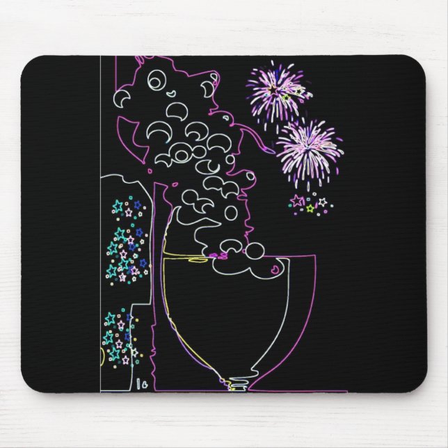 Tapis De Souris Célébration de vin en Néon-Mousepad (Devant)