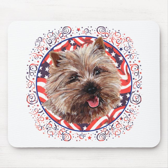 Tapis De Souris Célébration du drapeau américain Cairn Terrier (Devant)