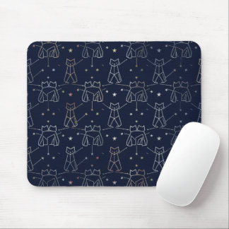 Tapis De Souris Celestial Cat Constellation Navy Blue Mouse Pad