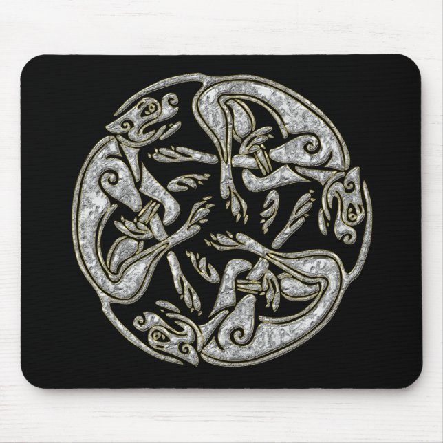 Tapis De Souris Celtic dogs traditionnel ornament gold and silver (Devant)