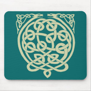 Tapis De Souris Celtic Knot Dragons – Black & White