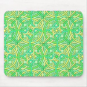 Tapis De Souris Celtic noeud irlandais Motif tresse vert jaune