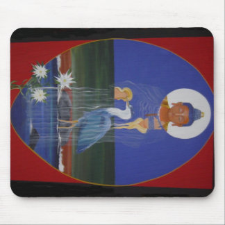 Tapis De Souris Centre bleu Mousepad de bouddhiste zen de héron