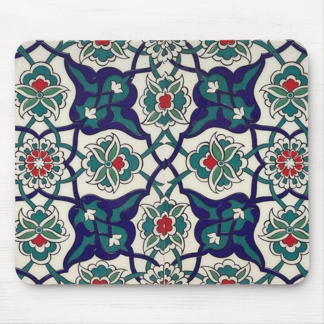 Tapis De Souris Céramique Florale Bleue Turque (Devant)