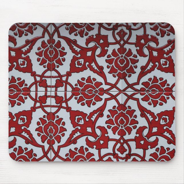 Tapis De Souris Céramique Florale Rouge Turque (Devant)