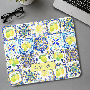 Tapis De Souris Céramique méditerranéenne sicilienne d'été citrine