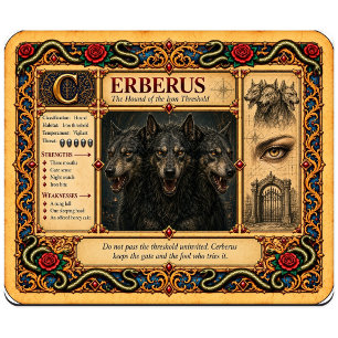 Tapis De Souris Cerberus, Art du Bestiaire Médiéval