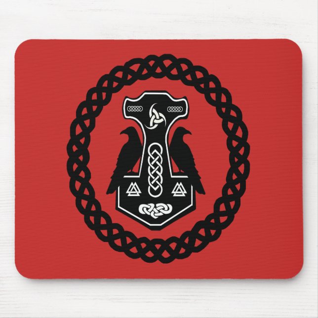 Tapis De Souris Cercle de noeud celtique Thor's Hammer (Devant)