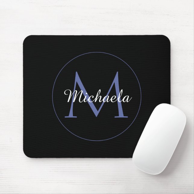 Tapis De Souris Cercle minimal moderne nom initial monogramme mode (Avec souris)