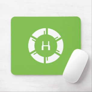Tapis De Souris Cercle SciFi Futuriste Avec Monogramme Vert Person
