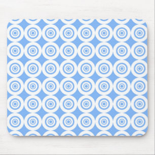 Tapis De Souris Cercles à motif géométrique bleu clair et blanc
