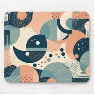 Tapis De Souris Cercles Abstraits Inspirés du Bauhaus Lignes Marin