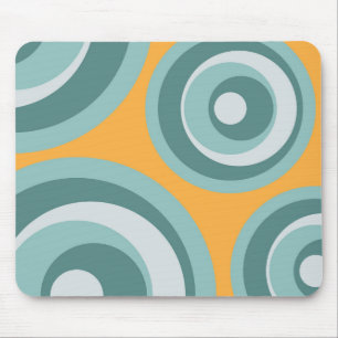 Tapis De Souris Cercles de style rétro bleu sur arrière - plan jau