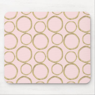 Tapis De Souris Cercles dorés et rose timide Moderne Tendance