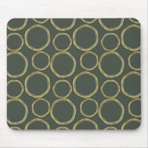 Tapis De Souris Cercles dorés et vert olive rustique moderne tenda