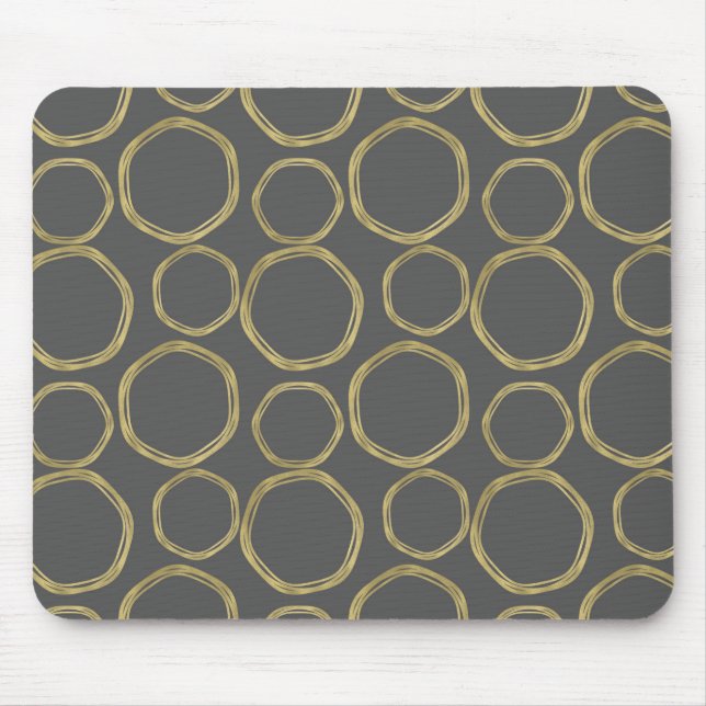 Tapis De Souris Cercles Dorés & Moderne Gris Tendance (Devant)
