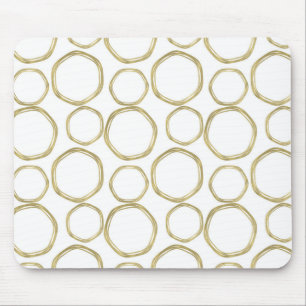 Tapis De Souris Cercles Dorés Sur Fond Blanc Moderne