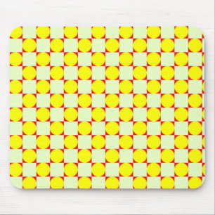 Tapis De Souris Cercles jaunes Carrés rouges