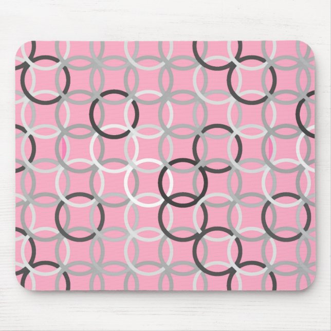 Tapis De Souris Cercles modernes de la moitié du siècle, rose de (Devant)