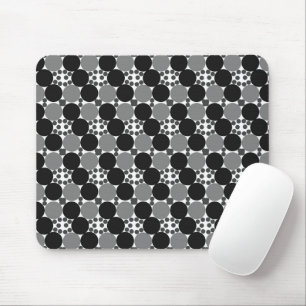 Tapis De Souris Cercles Monochromes : Noir Abstrait Blanc Et Gris,