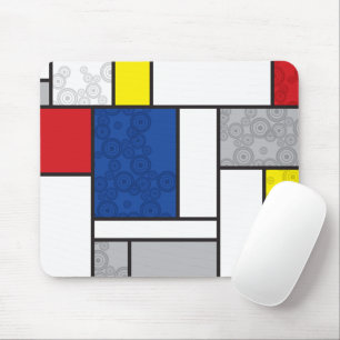 Tapis De Souris Cercles Rétro Mondrial Minimaliste De Stijl Mod Ar