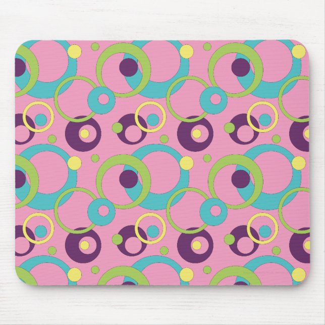 Tapis de souris Cercles Rose Funky (Devant)