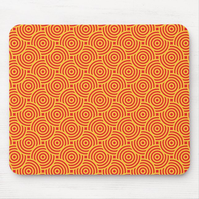 Tapis De Souris Cercles rouges jaunes Mousepad (Devant)