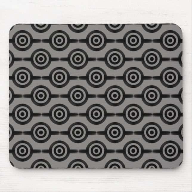 Tapis De Souris Cercles tendance noir et gris Mousepad (Devant)