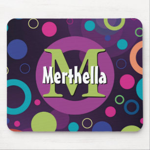 Tapis De Souris Cercles vibrants Anneaux Rétro Personnalisé PURPLE