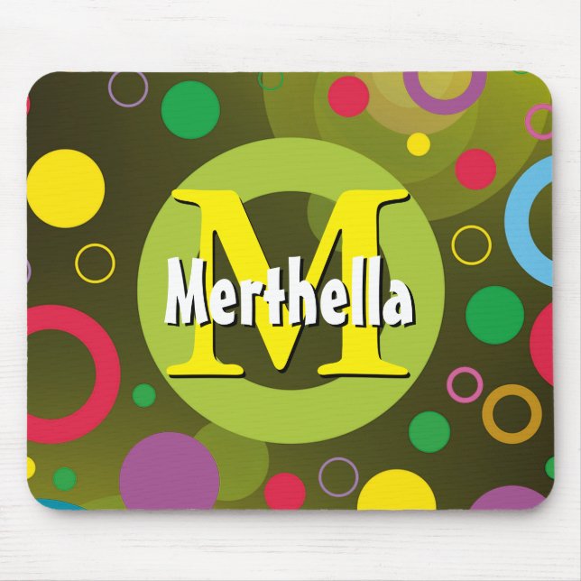 Tapis De Souris Cercles vibrants Anneaux Rétro Personnalisé VERT (Devant)