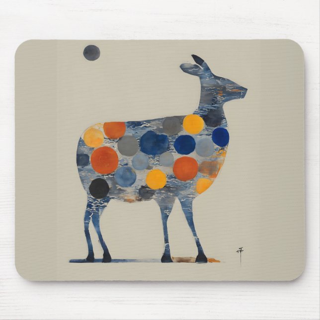 Tapis De Souris Cerf aux Cercles Colorés (Devant)