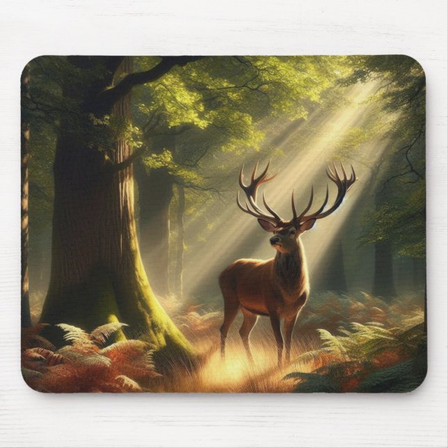 Tapis De Souris Cerf dans la forêt matinale (Devant)