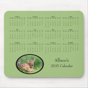 Tapis De Souris Cerf de Virginie fawn calendrier 2025 année complè