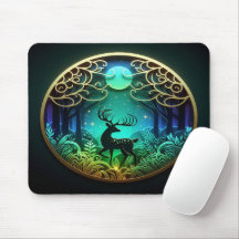 Tapis de souris Cerf Fantastique dans une Forêt En