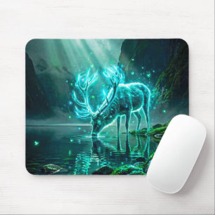 Tapis De Souris Cerf Fantastique Sombre Esprit Mystique Néon Lumin