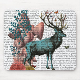 Tapis De Souris Cerf Turquoise en Forêt de Champignons