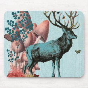 Tapis De Souris Cerf Turquoise en Forêt de Champignons 2