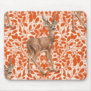 Tapis De Souris Cerfs sur motif damassé en chêne décoratif de coul