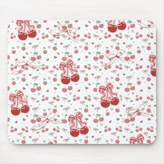 Tapis de souris Cerise à Nœud – Accessoire de Bure (Devant)