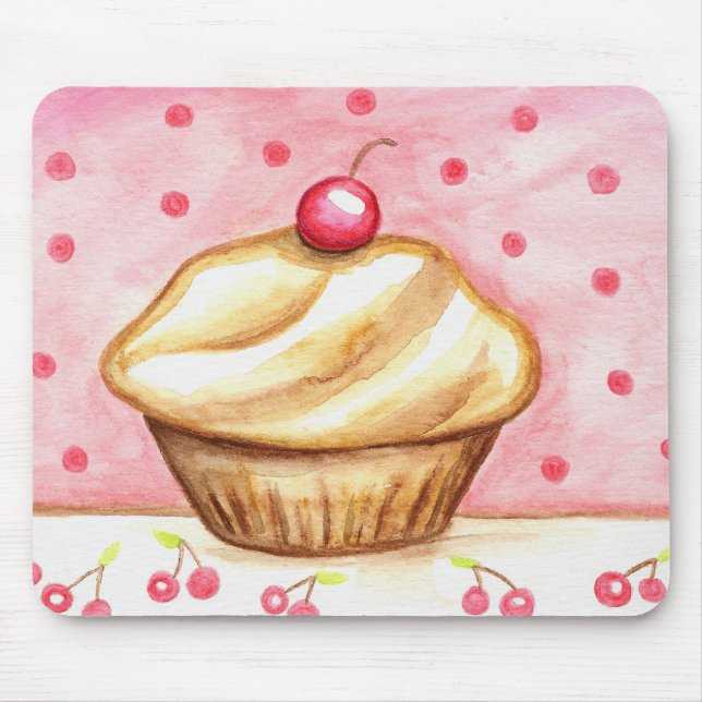 Tapis De Souris Cerise Cupcake Art Mousepad (Devant)