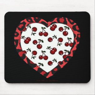 Tapis De Souris Cerises RAB Empreinte de léopard Heart Rockabilly
