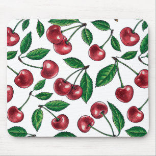 Tapis De Souris Cerises rouges sur blanc