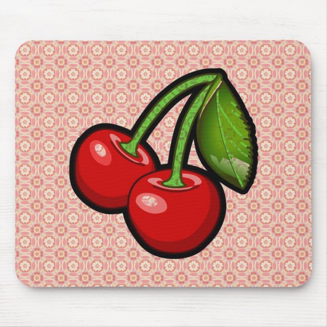 Tapis De Souris Cerises sur Fleur (Devant)