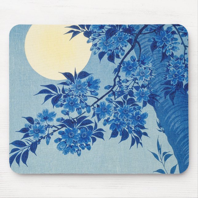 Tapis De Souris Cerisier de la Lune Bleue de nuit japonais (Devant)