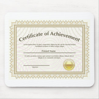 Tapis De Souris Certificat avec le joint d'or