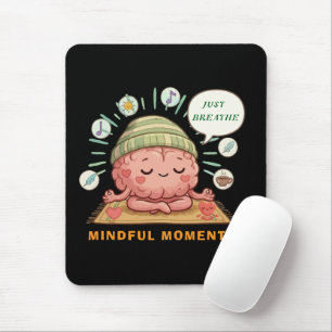 Tapis De Souris Cerveau Kawaii en Méditation Zen Bien-être Santé M