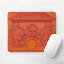 Tapis de souris Cerveaux roses fleuris
