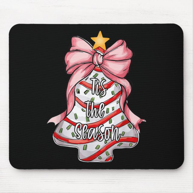 Tapis De Souris C'Est La Saison Arbre De Noël Gâteaux Debbie Pink  (Devant)