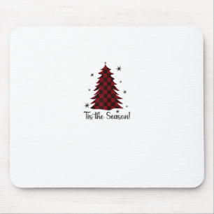 Tapis De Souris C'est la saison sapin de Noël à carreaux rouges